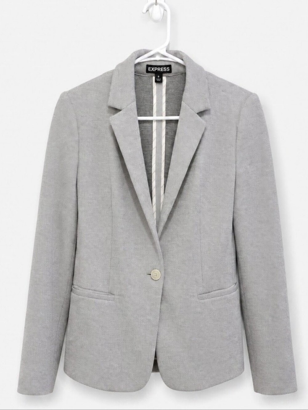 Express Gray Textured Knit Stretch Blazer Small